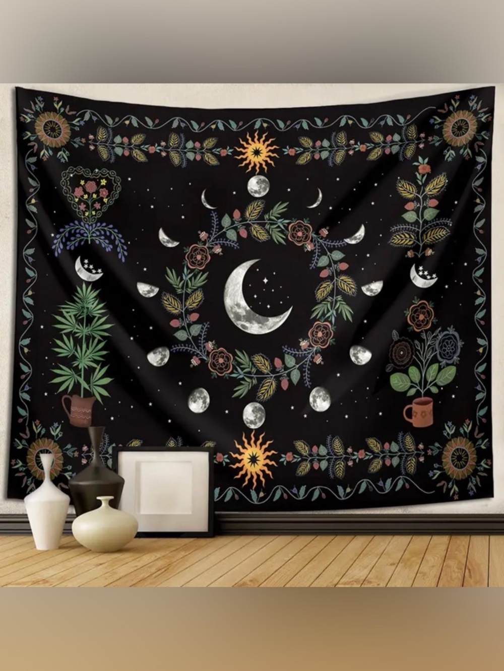Boho Celestial Moon Tapestry Witchy Decor Dorm Room Stream Backdrop NWT - Picture 5 of 6